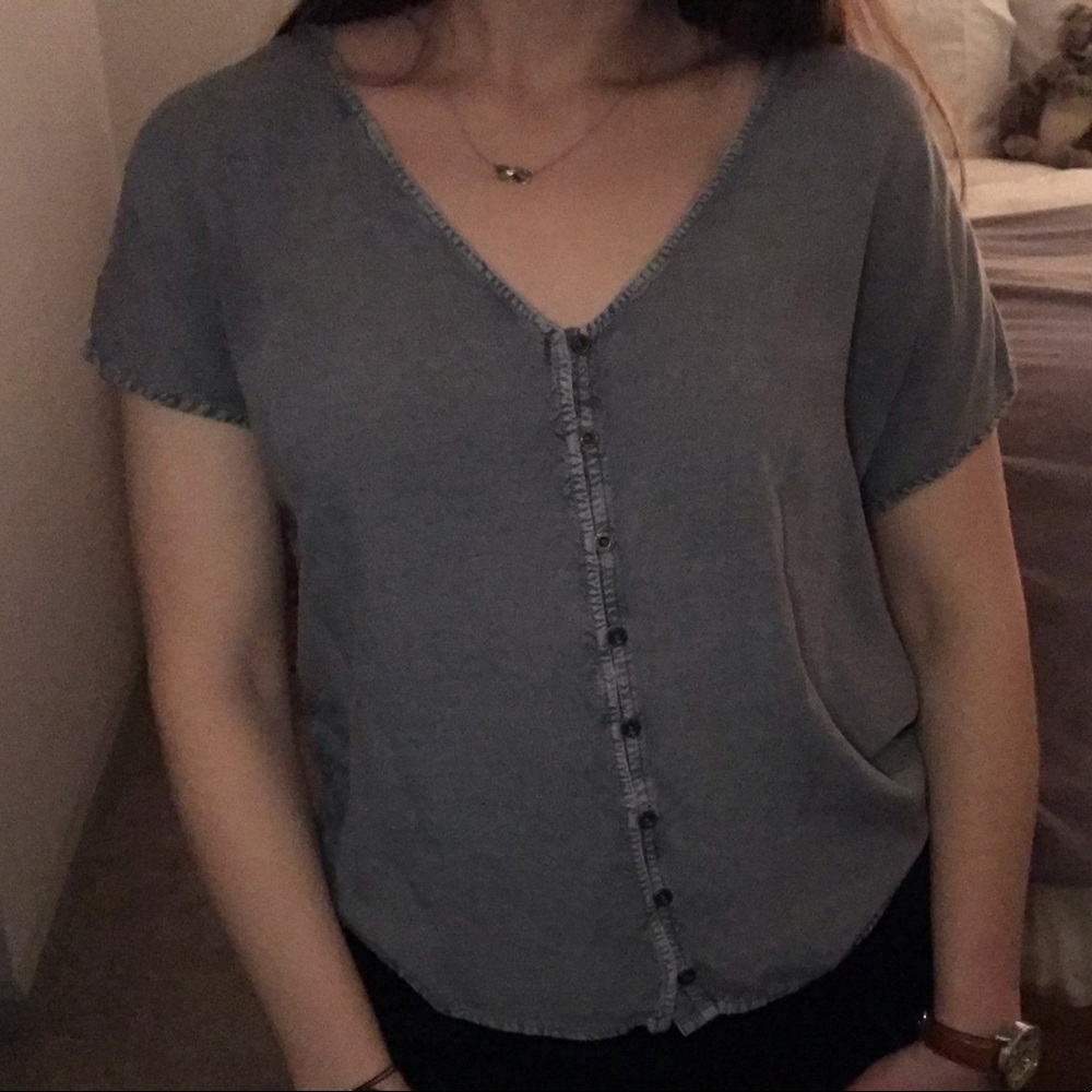 Denim top.